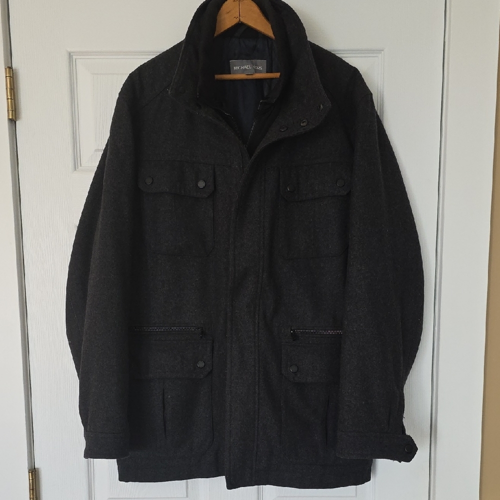 Michael Kors Charcoal Military Jacket Charcoal Gray Size XL EC